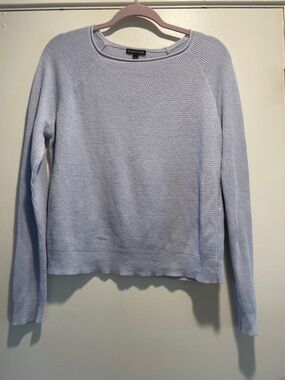 Eileen Fisher Pale Blue Crewneck Organic Cotton Tight Woven Sweater